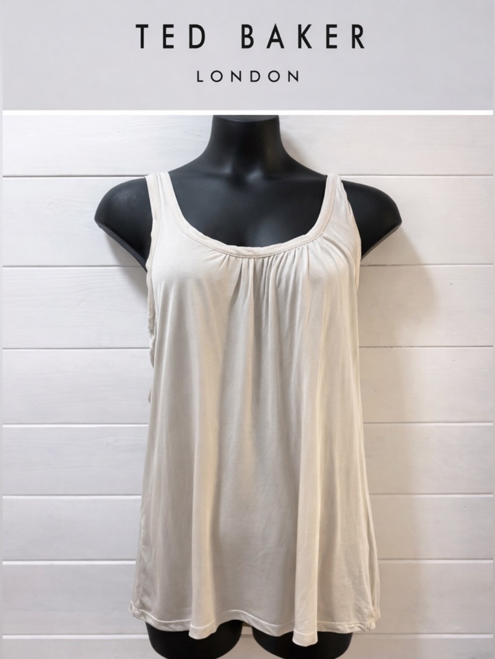 TED BAKER London – Pearl Beige Sleeveless Top (Size 5 / L)